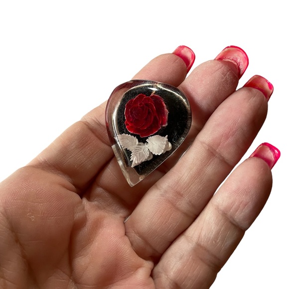 Vintage Pressed Flower Earrings and Matching Decorative Hand Glass-Stone - Picture 2 of 6